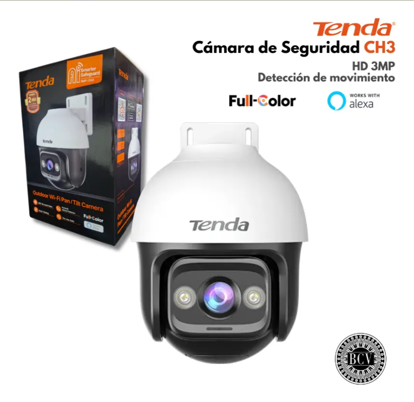 Camara Wifi Tenda Ch3 De Seguridad 360 Grados Full Color 2k Blanco