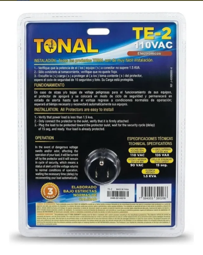 Protector De Voltaje 110v Tonal Electrónicos Tv, Computadora Blanco