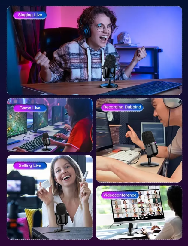Micrófono Profesional Condensador Escritorio Podcast Gamer