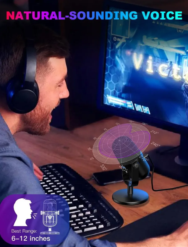 Micrófono Profesional Condensador Escritorio Podcast Gamer