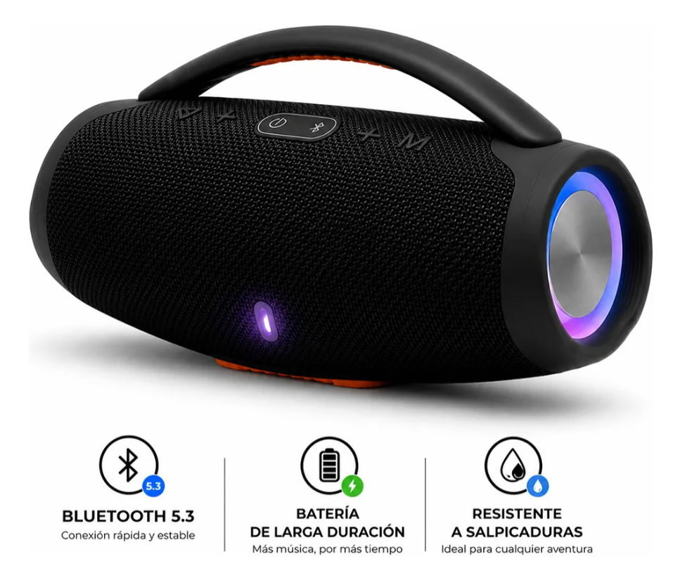 Corneta Portátil Inalámbrica Altavoz Bluetooth Recargable Negro