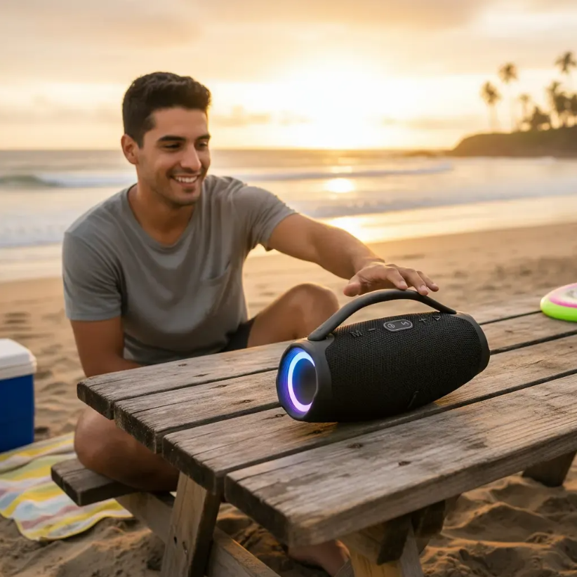 Corneta Portátil Inalámbrica Altavoz Bluetooth Recargable Negro