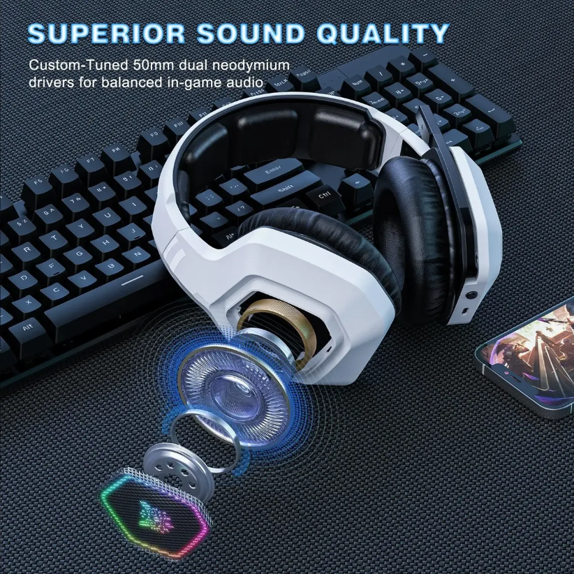 Audífono Gamer Inalámbrico Micrófono Bluetooth Recargable