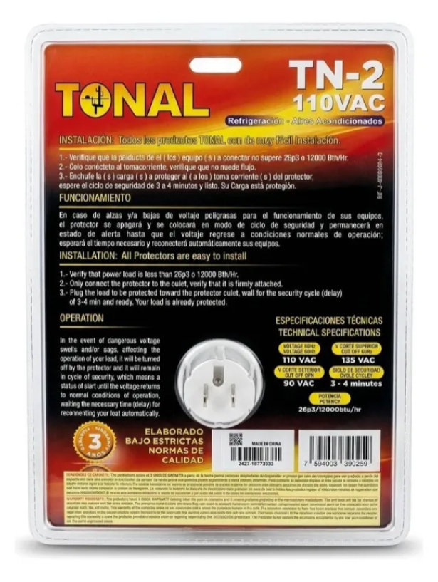 Protector De Voltaje Nevera, Aire Acond, Refrigeracion 110v Gris